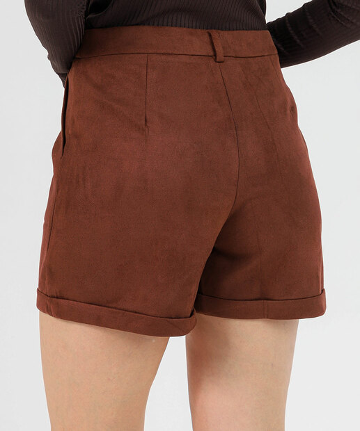 Short Feminino Alfaiataria Marisa Marrom