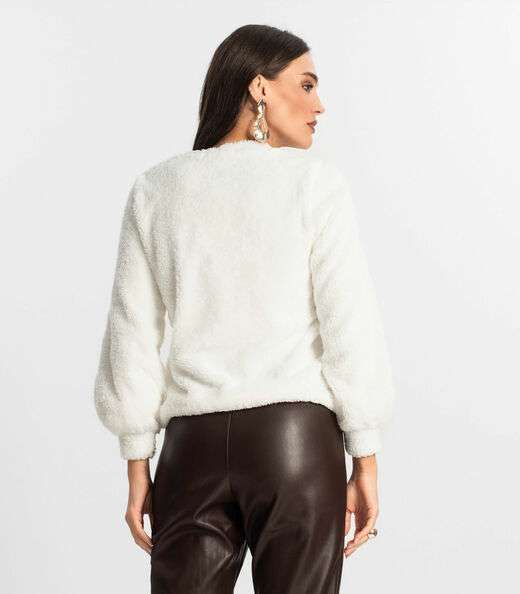 Blusão de Pelo Carneiro Feminino Endless Bege