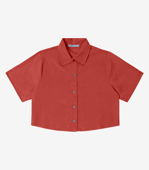 Camisa Feminina Manga Curta Com Gola Endless Marrom