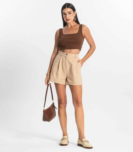 Top Básico Feminino em Ribana Rovitex Marrom