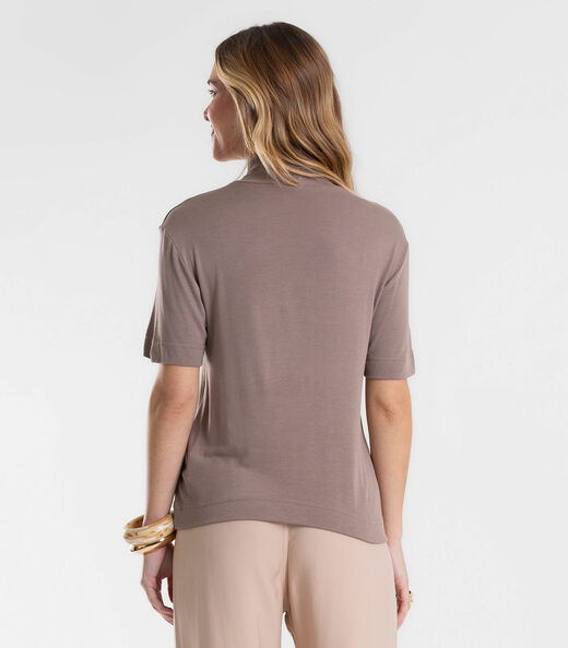 Blusa Feminina Gola Alta ViscoTrico Básica Endless Cinza