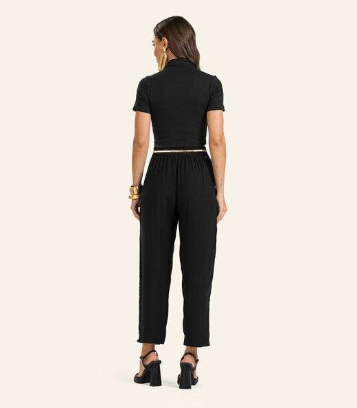 Calça Pantalona em Viscose Double Feminina Endless Preto
