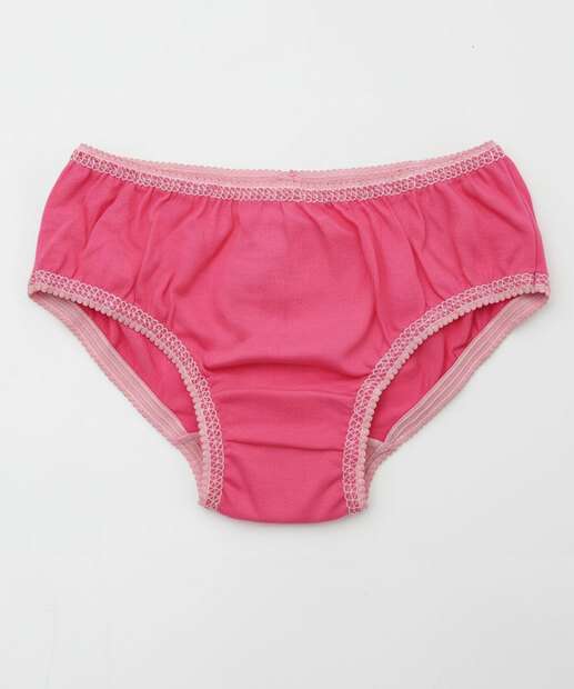 Kit 3 Calcinhas Infantil Gato Marisa Tam 2 a 12 Rosa