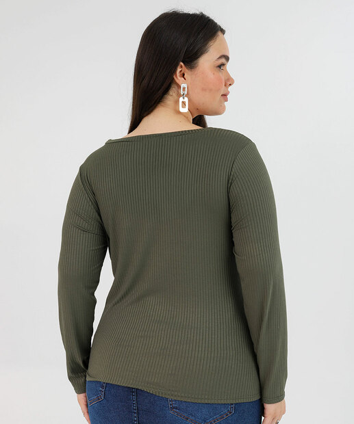 Blusa Plus Size Feminina Canelada Marisa Verde