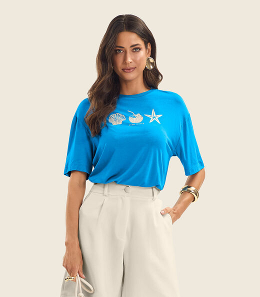 Image_T- Shirt Feminina Manga Curta Endless Azul