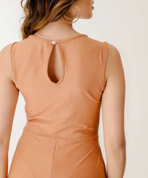 Macacão Feminino Amarração Marisa Marrom