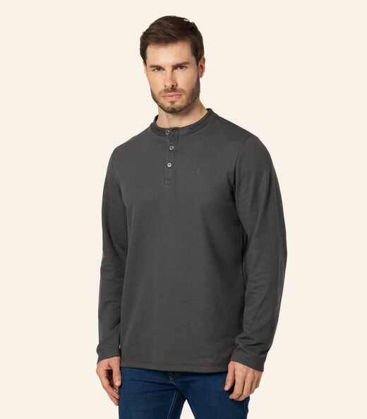 Camiseta Masculina Manga Longa Malhão Diametro Cinza