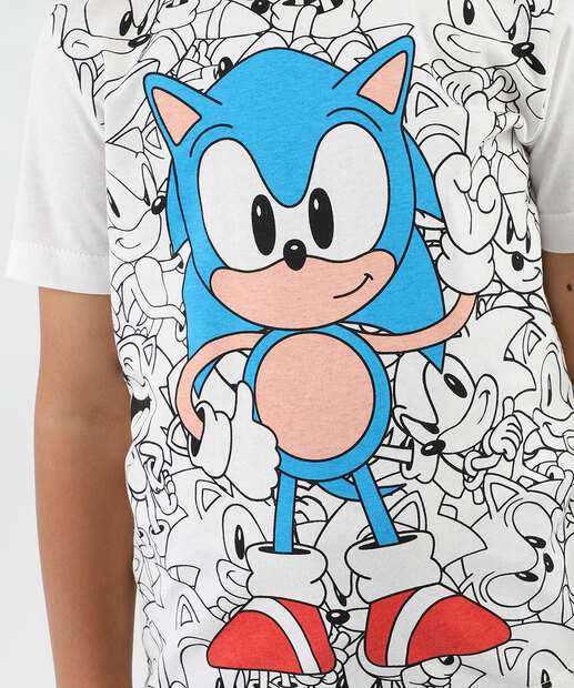 Camiseta Infantil Estampada Sonic Tam 4 a 10