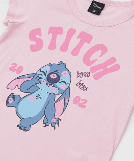 Camiseta Infantil Estampa Stitch Disney Tam 4 a 10