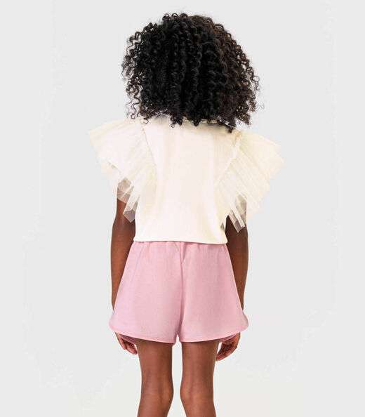 Conjunto Blusa Com Shorts Infantil Trick Nick Bege