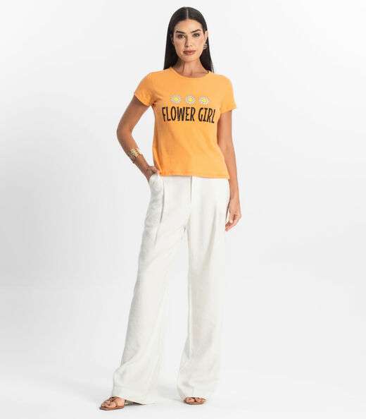 Blusa T-Shirt Feminina Estampada Select Laranja