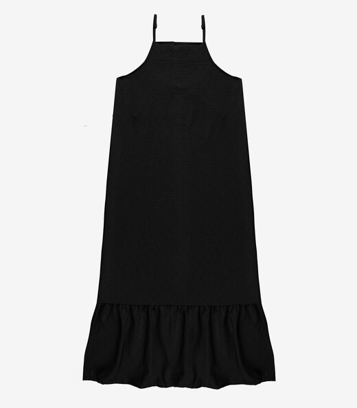 Vestido Longo De Alça E Recorte Maria Infinita Cor Preto