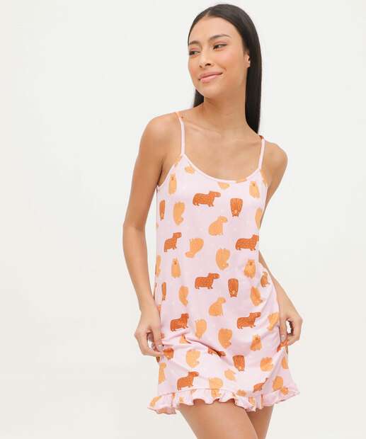 Camisola Estampa Capivara Alças Finas Marisa