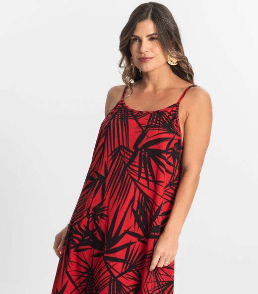 Vestido Longo Feminino Estampado Select Vermelho