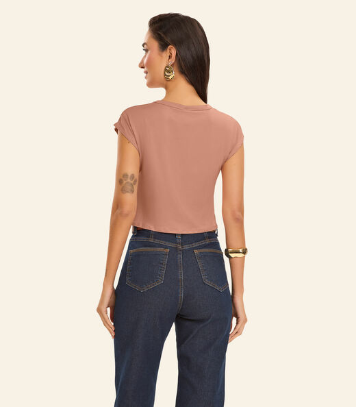 Blusa Básica Feminina Viscotorcion Rovitex Marrom