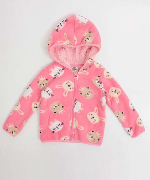 Jaqueta infantil Coelhos Capuz Marisa Tam 1 a 4