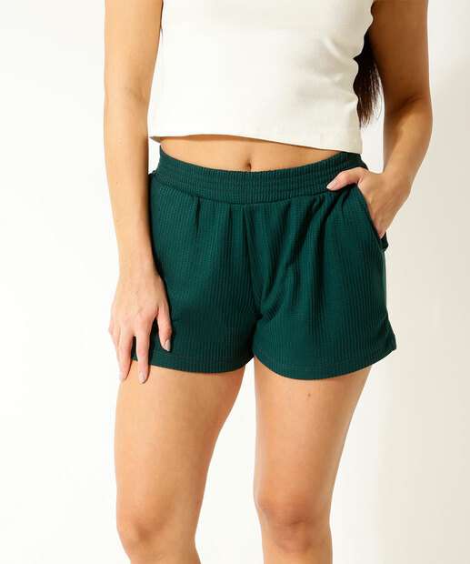 Short Cintura Alta Feminino Textura Marisa