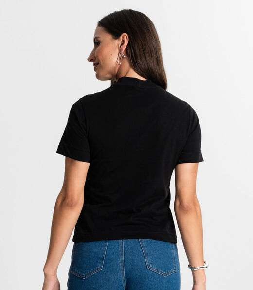 Camiseta Feminina Gola Alta Rovitex Preto