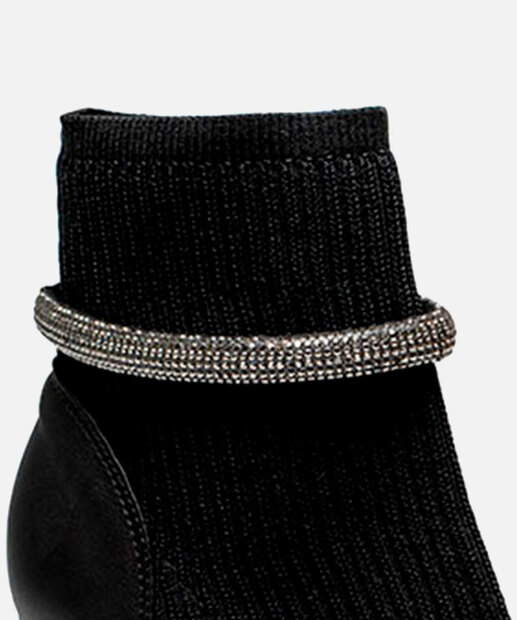 Bota Feminina Cano Curto Salto Fino Strass Dakota