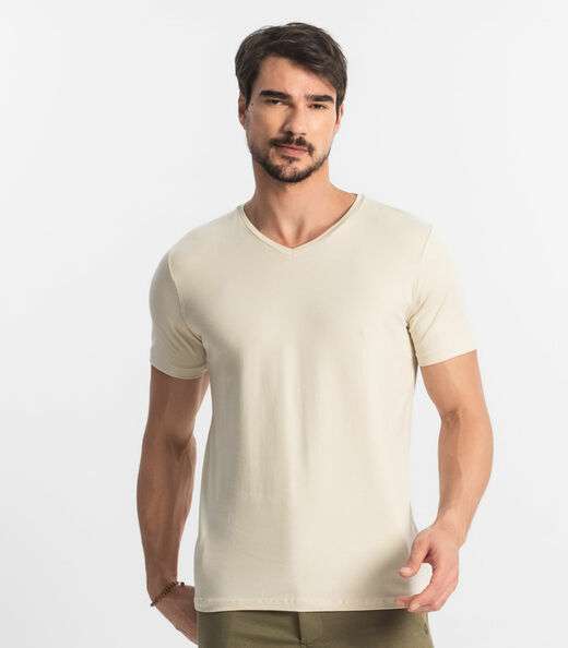 Camiseta Plus Size Masculina Diametro Bege