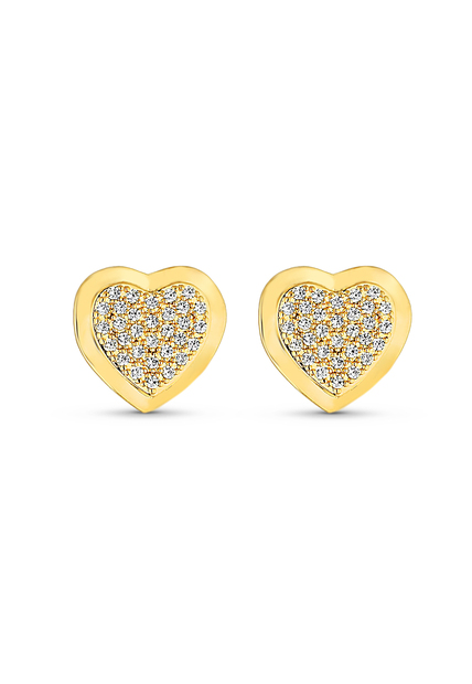 Image_Brinco Semijoia De Coração Cravejado Com Micro Zircônias Banho Em Ouro 18 k