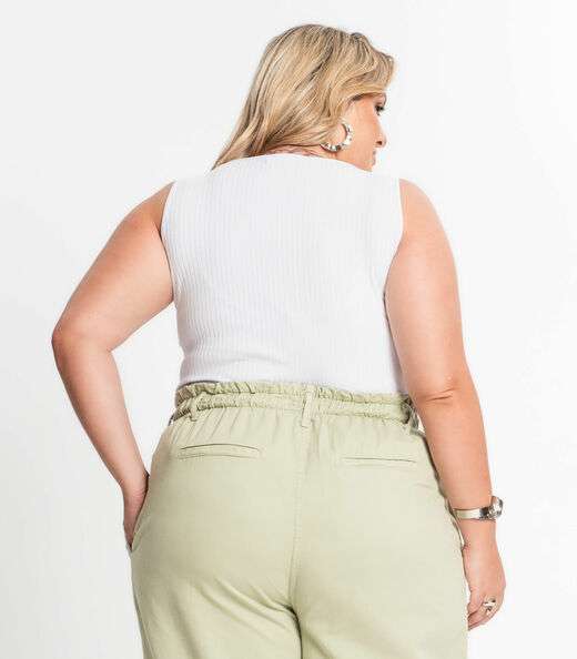 Regata Feminina Plus Size Secret Glam Branco