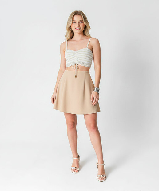 Top Cropped Feminino Lurex Marisa Bege 