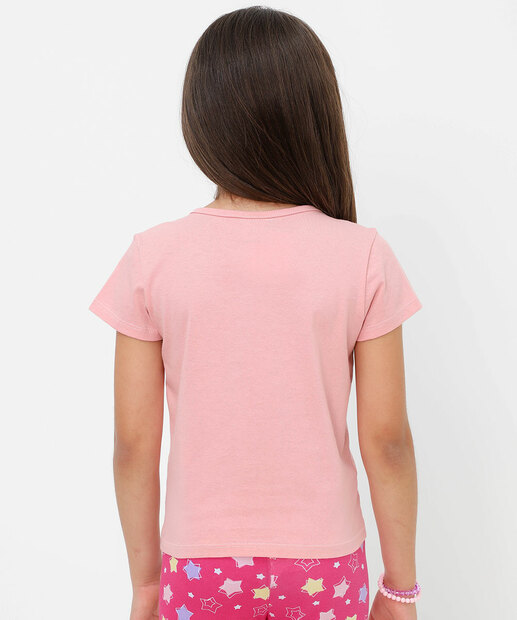 Blusa Infantil Manga Curta Minnie Disney Tam 4 a 10 Rosa