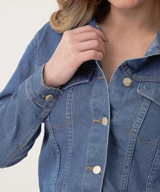 Jaqueta Cropped Feminina Jeans Botões Marisa