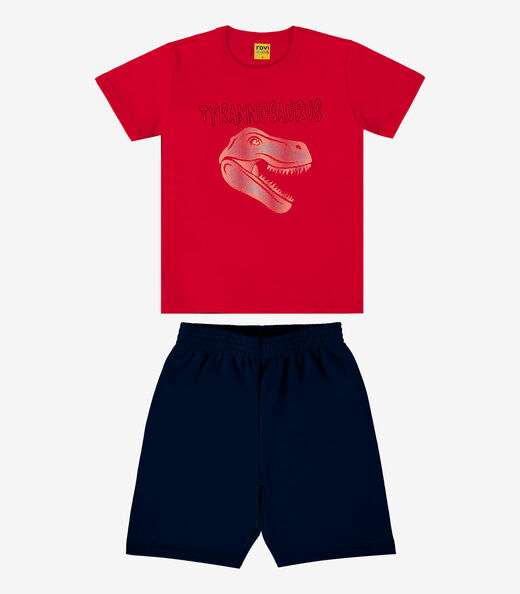 Conjunto Infantil Camiseta Com Bermuda Rovi Kids Vermelho