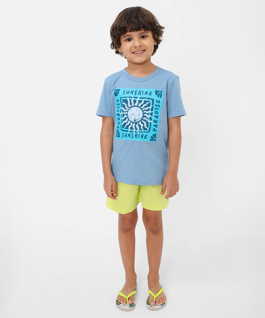 Camiseta Infantil Estampa Frontal MR Tam 4 a 10 Azul