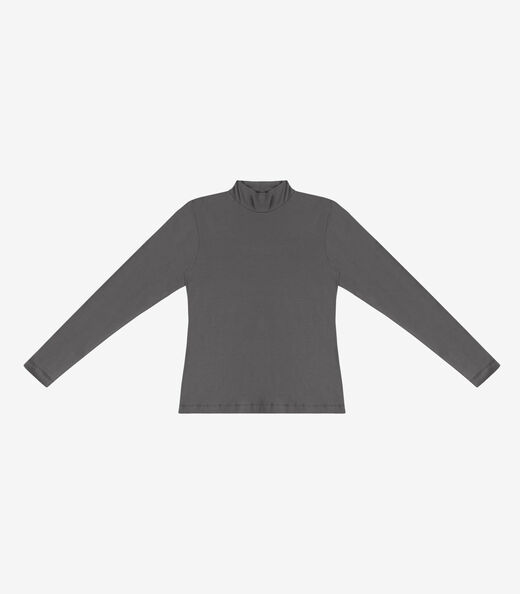 Blusa Feminina Cotton Gola Alta Básica Rovitex Cinza