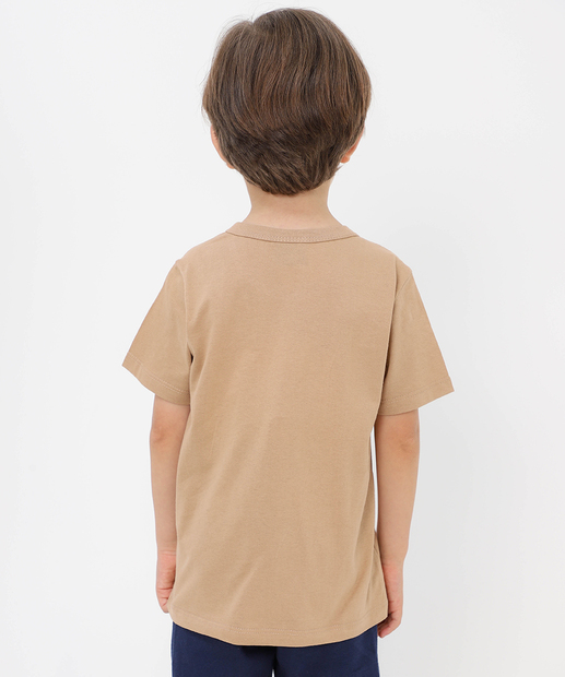 Camiseta Infantil Manga Curta Sonic Tam 4 a 10 Bege