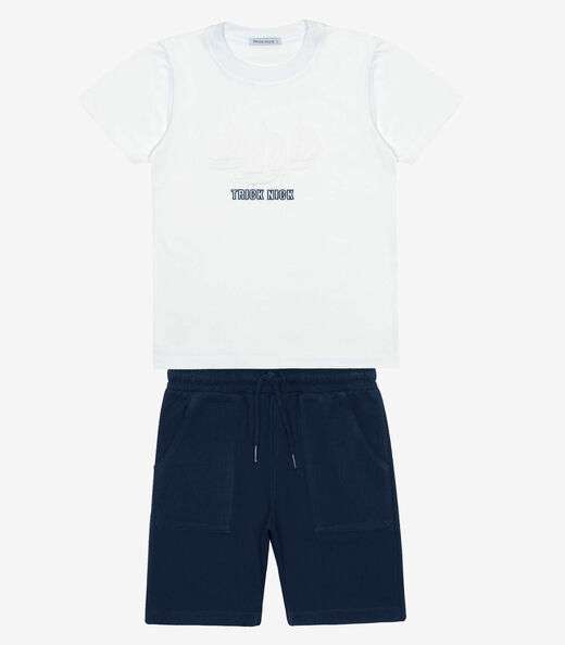 Conjunto Infantil Camiseta Com BermudaTrick Nick Branco