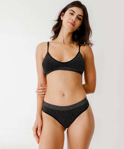 Calcinhas Fio Dental Lurex Sem Costura Marisa Preto