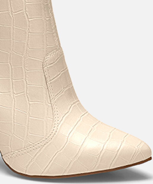 Bota Feminina Cano Curto Salto Fino Textura Croco Dakota