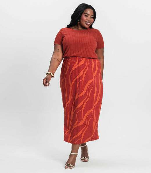 Blusa Malha Delicate Plus Infinita Cor Laranja