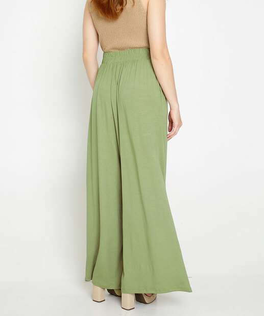 Calça Feminina Pantalona Viscolycra Fenda Marisa