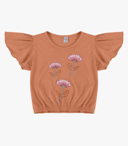 Blusa Infantil Manga Curta Infinita Cor Laranja