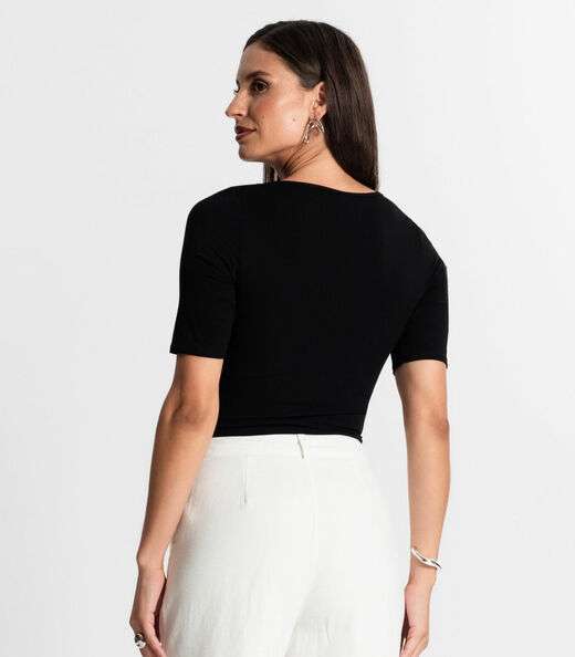 Blusa Feminina Manga Curta Rovitex Preto