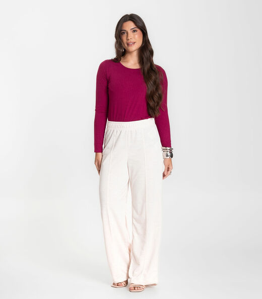 Calça Feminina Pantalona Infinita Cor Bege