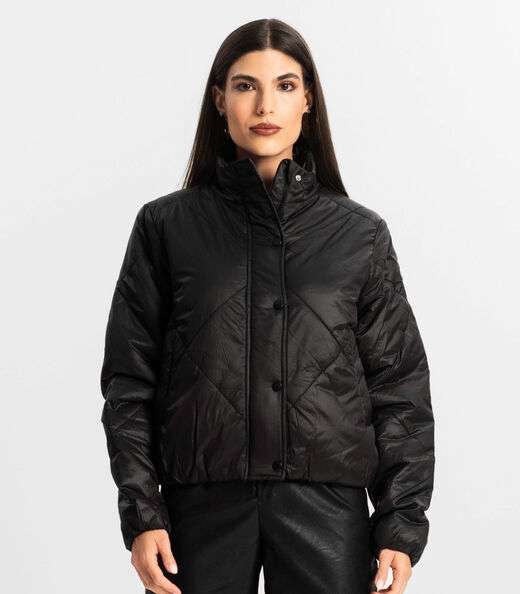 Jaqueta Puffer Feminina Em Microfibra Endless Preto
