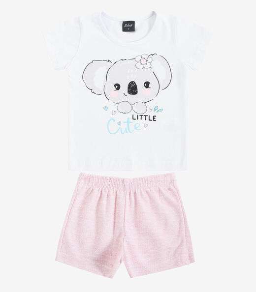 Conjunto Infantil Curto Verão Menina Select Branco