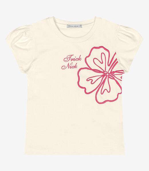 Blusa Manga Curta Infantil Feminina Trick Nick Bege