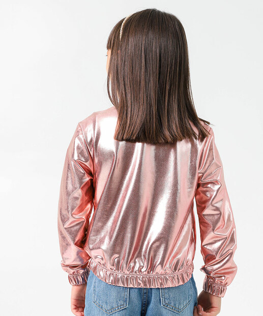 Jaqueta Infantil Bomber Holográfica Marisa Tam 4 a 10 Rosa