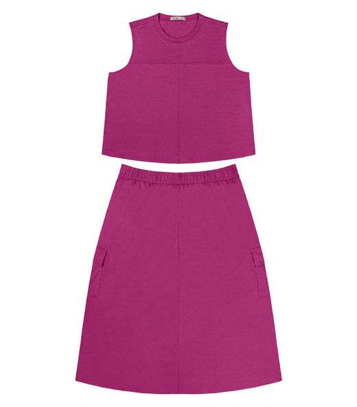 Conjunto Plus Size Regata Com Saia Secret Glam Roxo
