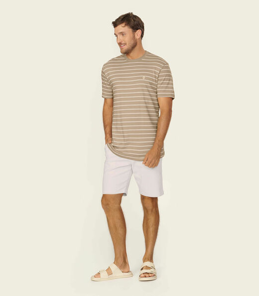 Camiseta Masculina Suedine Listrado Diametro Marrom