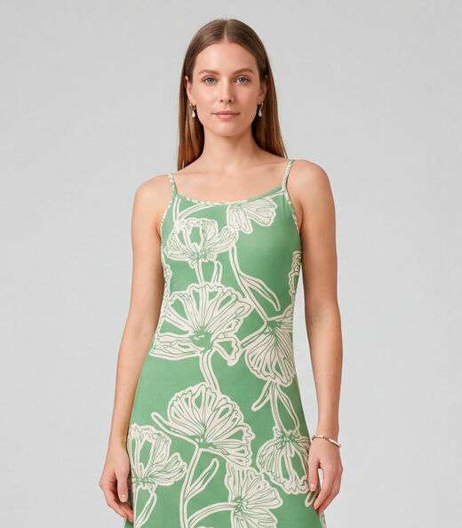 Vestido Midi Com Alças Finas Infinita Cor Verde