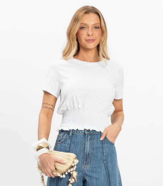 Blusa Feminina Com Lastex Dianna Branco
