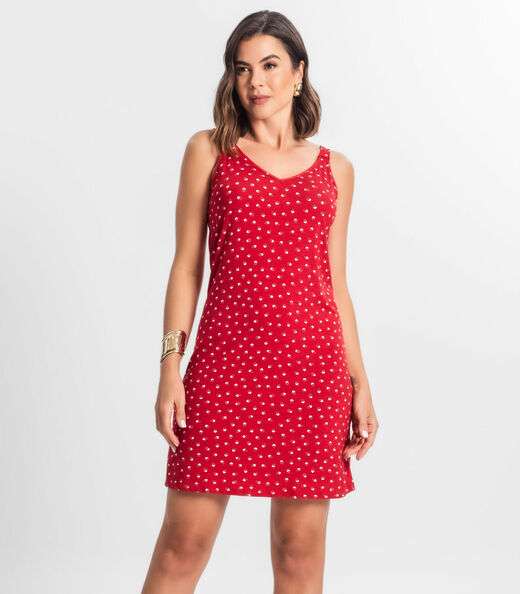 Vestido Estampado Rovitex Vermelho